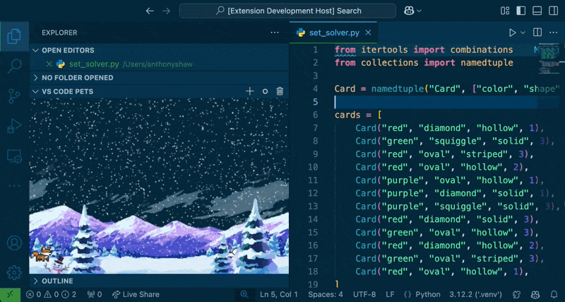 Nuôi thú cưng ngay trong VS Code với Extension vscode-pets